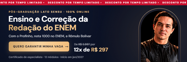 Pós-graduação em Ensino e Correção da Redação do ENEM com o Profinho, 12x de R$ 297