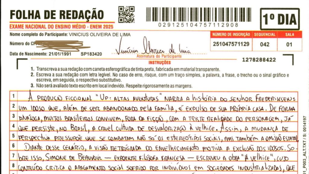 folha de redação
