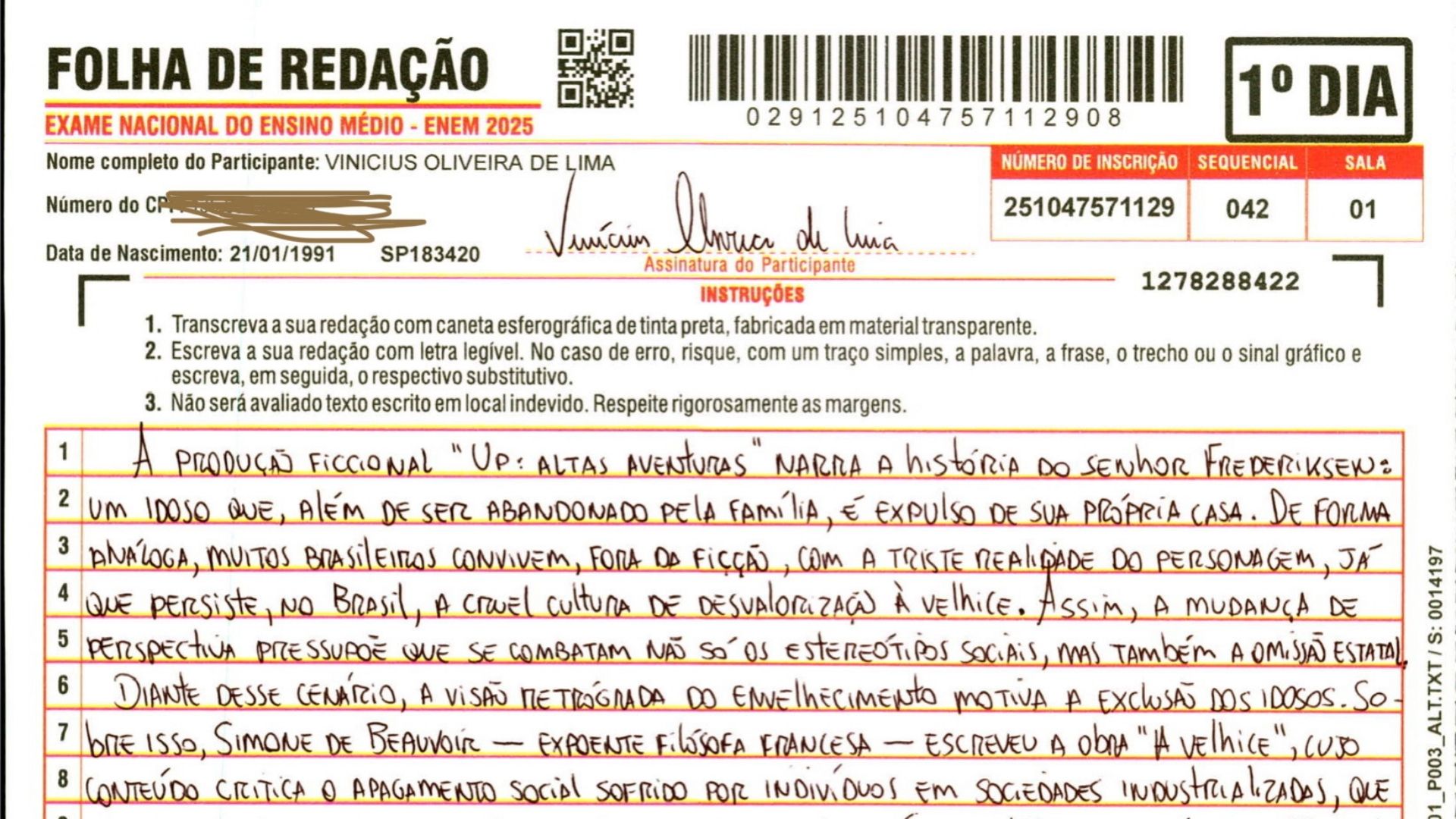 folha de redação