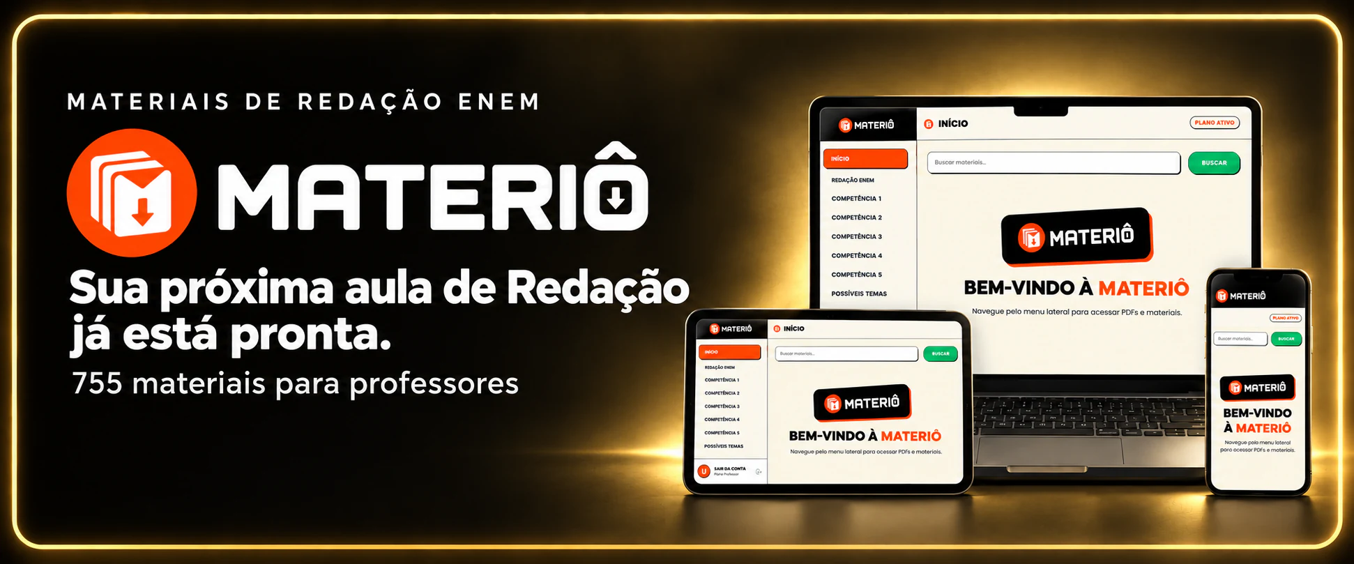 Materiô, plataforma de materiais de redação ENEM