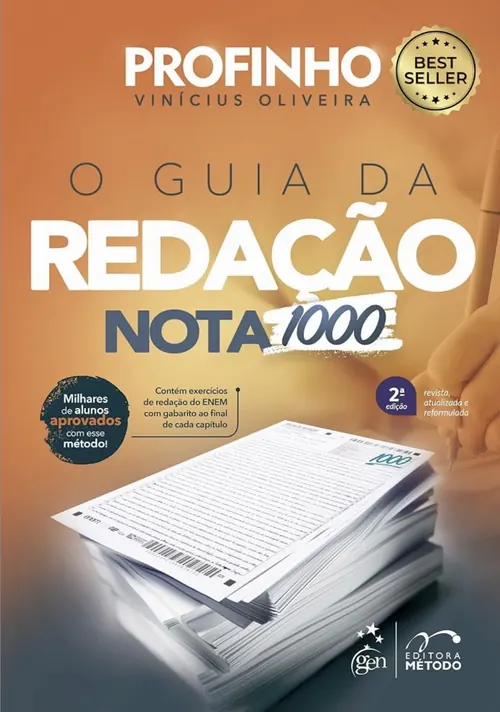 Capa do livro O Guia da Redação Nota 1000, 2ª edição, de Profinho Vinícius Oliveira, Editora Método
