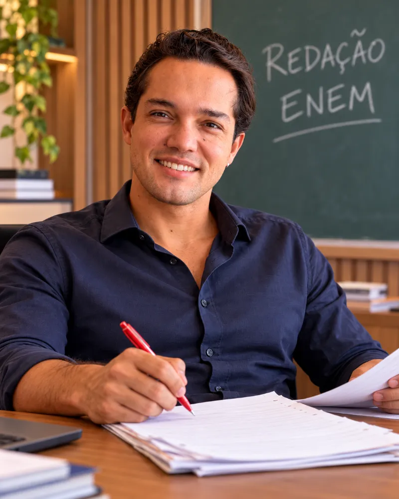 Profinho corrigindo redações do ENEM