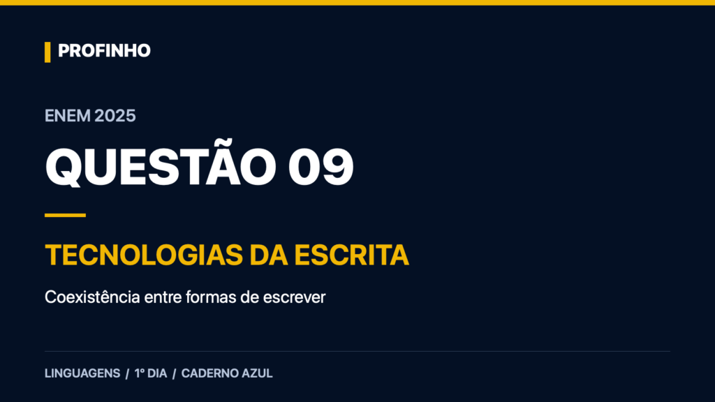 Questão 9 do Enem 2025: tecnologias da escrita — resolução comentada pelo Profinho.