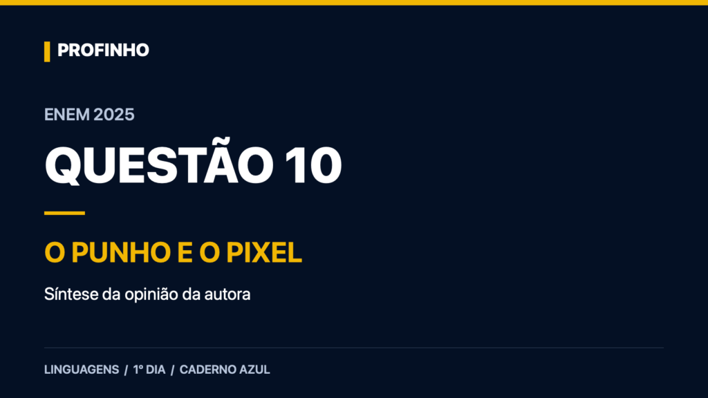 Questão 10 do Enem 2025: o punho e o pixel — resolução comentada pelo Profinho.